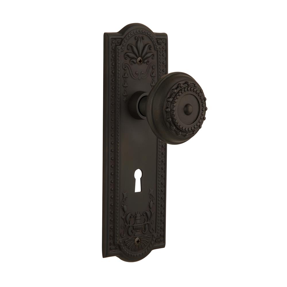Nostalgic Warehouse MEAMEA Mortise Meadows Plate with Meadows Knob and Keyhole in Oil